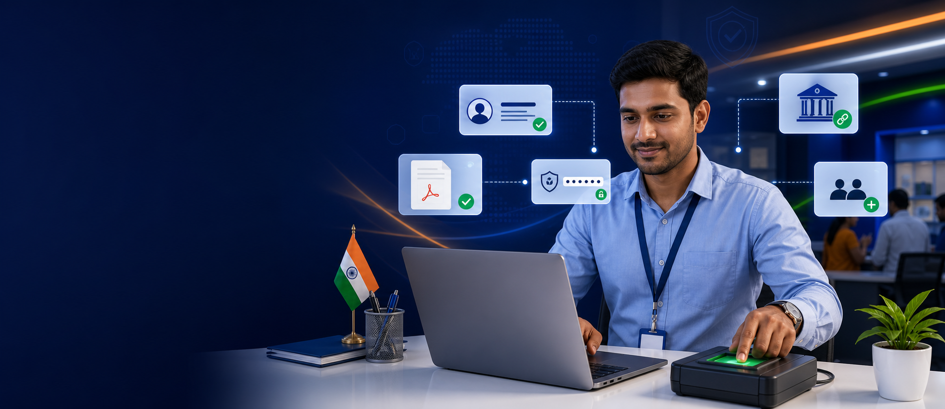 Operator using secure Aadhaar and biometric services